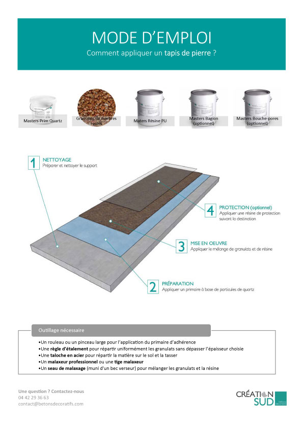 Fabrication d'un tapis de pierre : quelles sont les étapes et les règles à  suivre ? - Guides Résineo